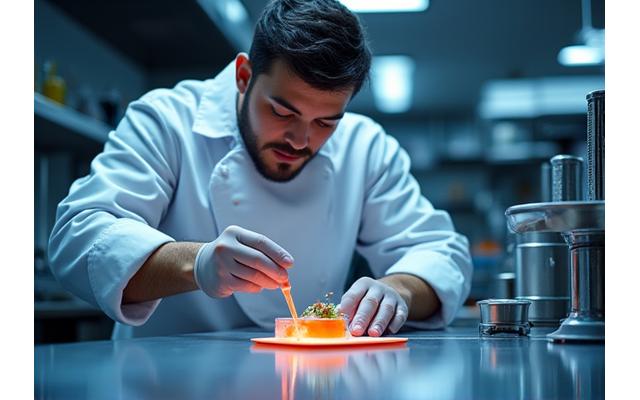Chef travaillant dans un laboratoire de recherche culinaire