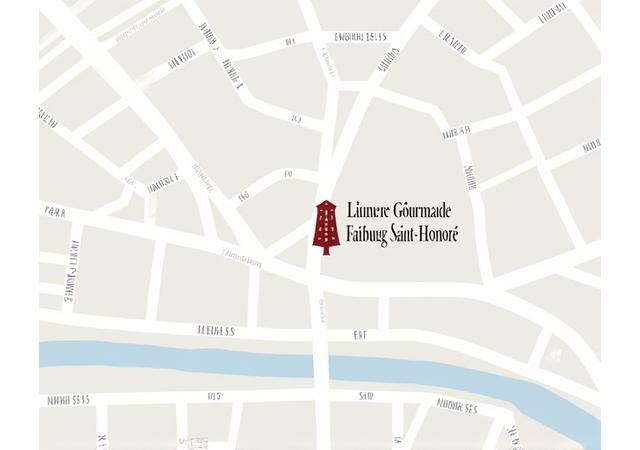 Carte de la localisation de Lumière Gourmande à Paris, Rue du Faubourg Saint-Honoré