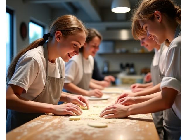 Participant à un atelier de boulangerie à Paris
